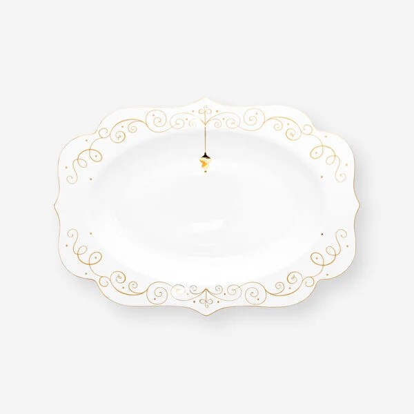 Beyaz Porselen Servis Tabağı 40 Cm Royal Gold White Collection by Pip Studio