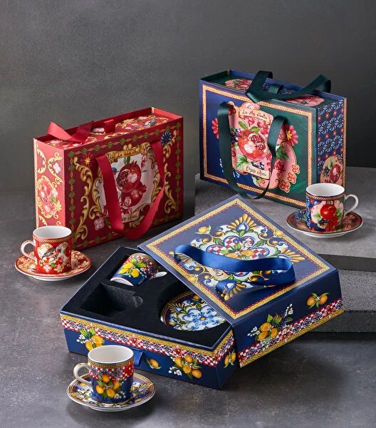 Kırmızı Porselen Kahve Fincan Seti 120 Ml Capri Collection by Chiara Alessi