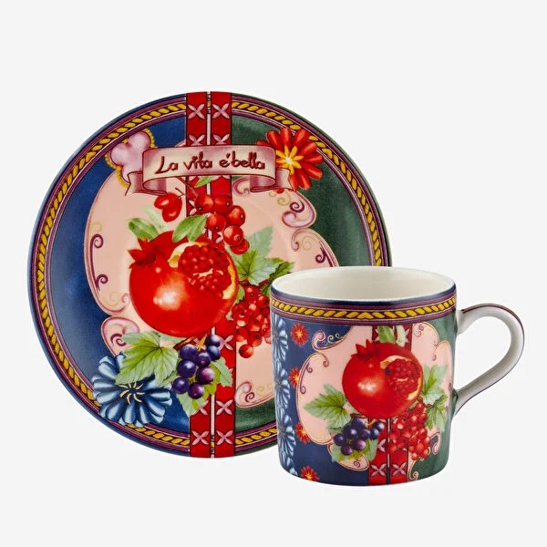 Mavi Yeşil Porselen Kahve Fincan Seti 120 Ml Capri Collection by Chiara Alessi