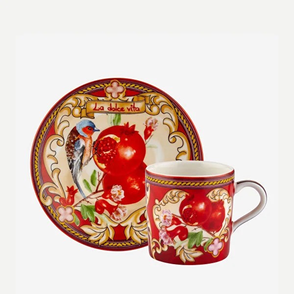 Kırmızı Porselen Kahve Fincan Seti 120 Ml Capri Collection by Chiara Alessi