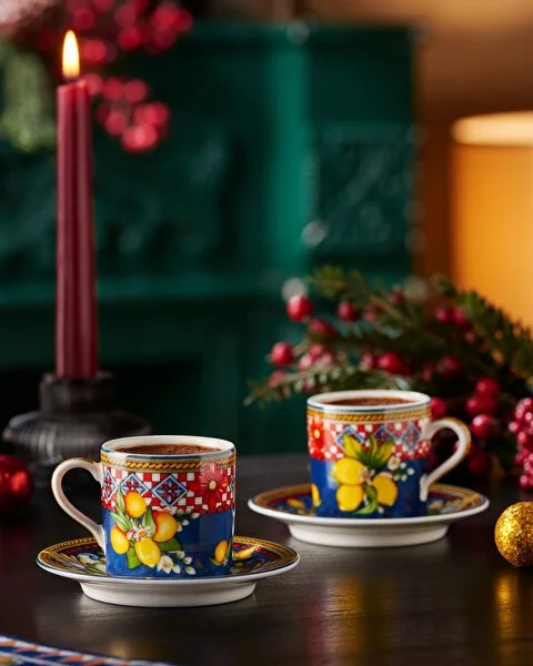 Mavi Porselen Kahve Fincan Seti 120 Ml Capri Collection by Chiara Alessi