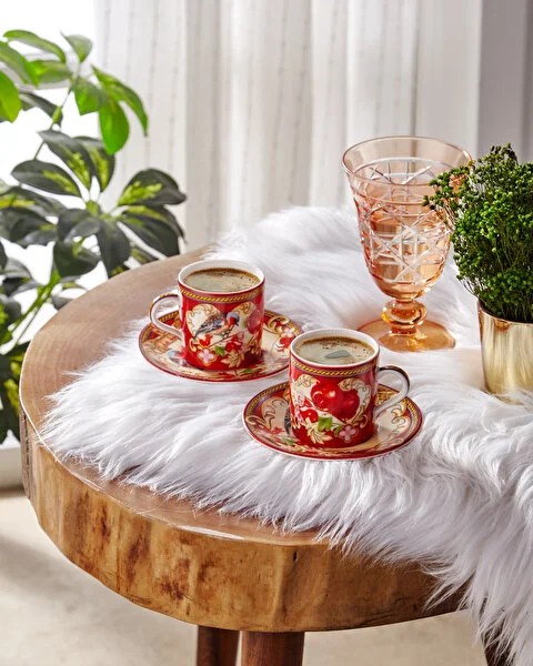Kırmızı Porselen Kahve Fincan Seti 120 Ml Capri Collection by Chiara Alessi