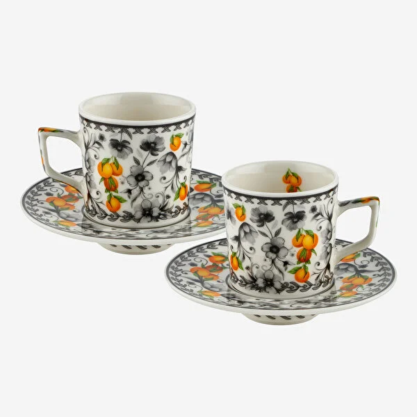 Gri Porselen Kahve Fincan Seti 120 Ml Arancia Collection by Chiara Alessi
