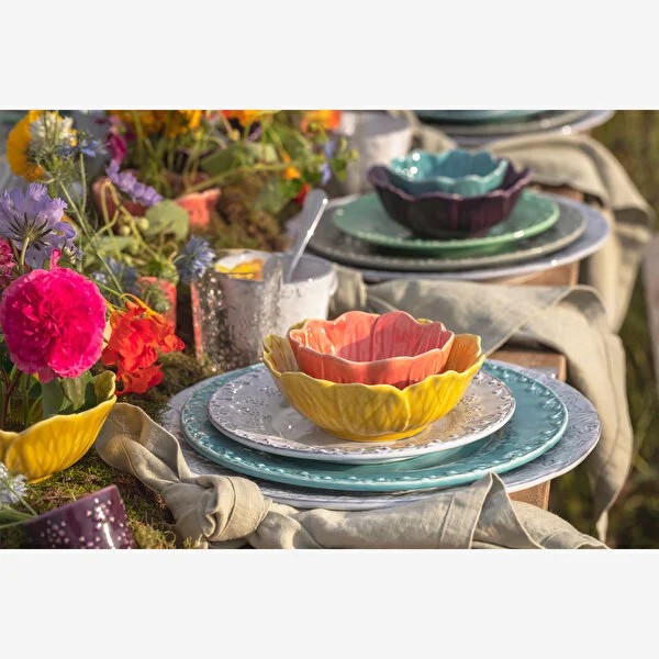 Mor Seramik Servis Kasesi 17 Cm Flora Collection by Bordallo Pinheiro
