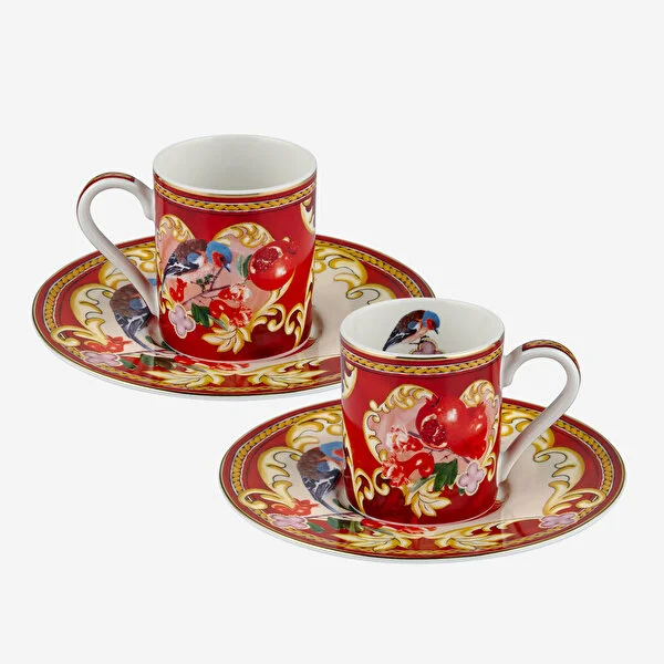 Kırmızı Porselen Kahve Fincan Seti 120 Ml Capri Collection by Chiara Alessi