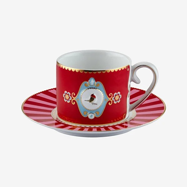 Kırmızı Porselen Kahve Fincanı 125 Ml Love Birds Collection by Pip Studio