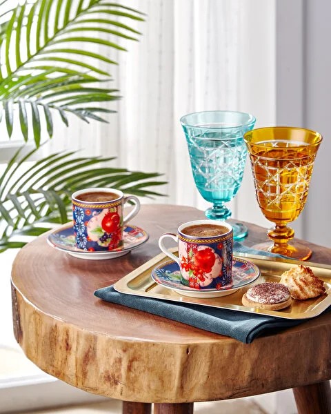 Mavi Yeşil Porselen Kahve Fincan Seti 120 Ml Capri Collection by Chiara Alessi