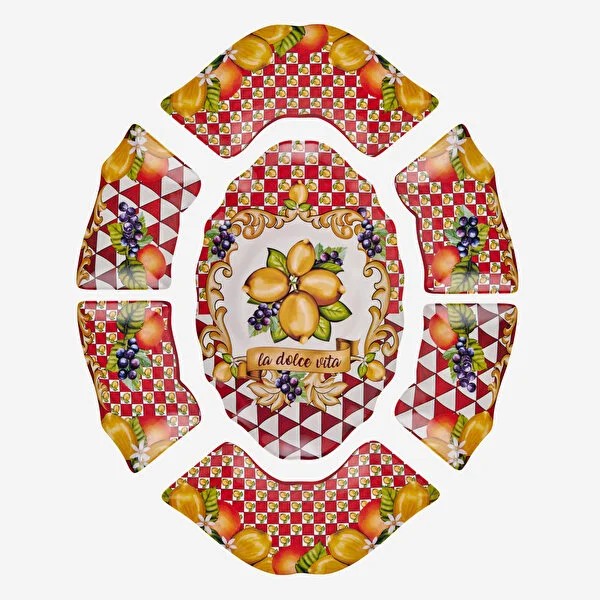Kırmızı Melamin Meze Tabağı 7 Parça Capri Collection by Chiara Alessi