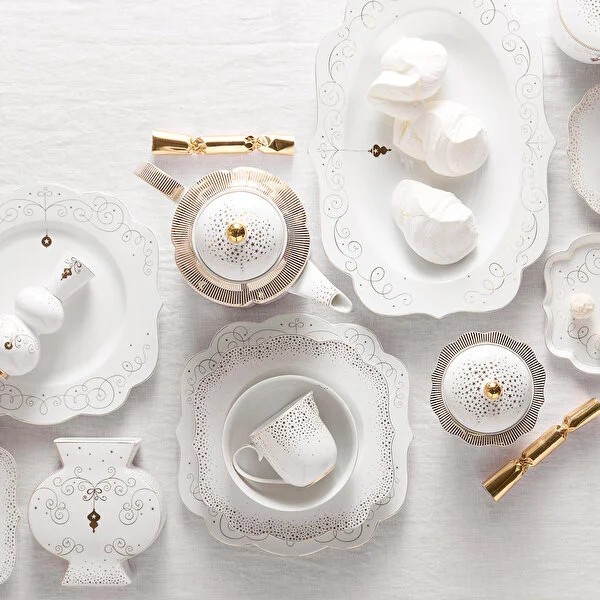 Beyaz Porselen Şekerlik 235 Ml Royal Gold White Collection by Pip Studio
