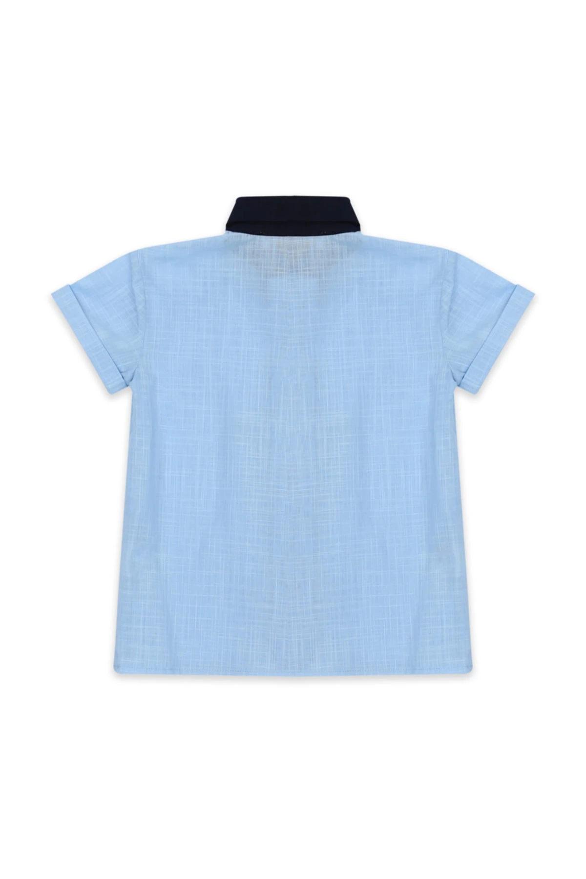 Mini Yakalı Mavi Gömlek