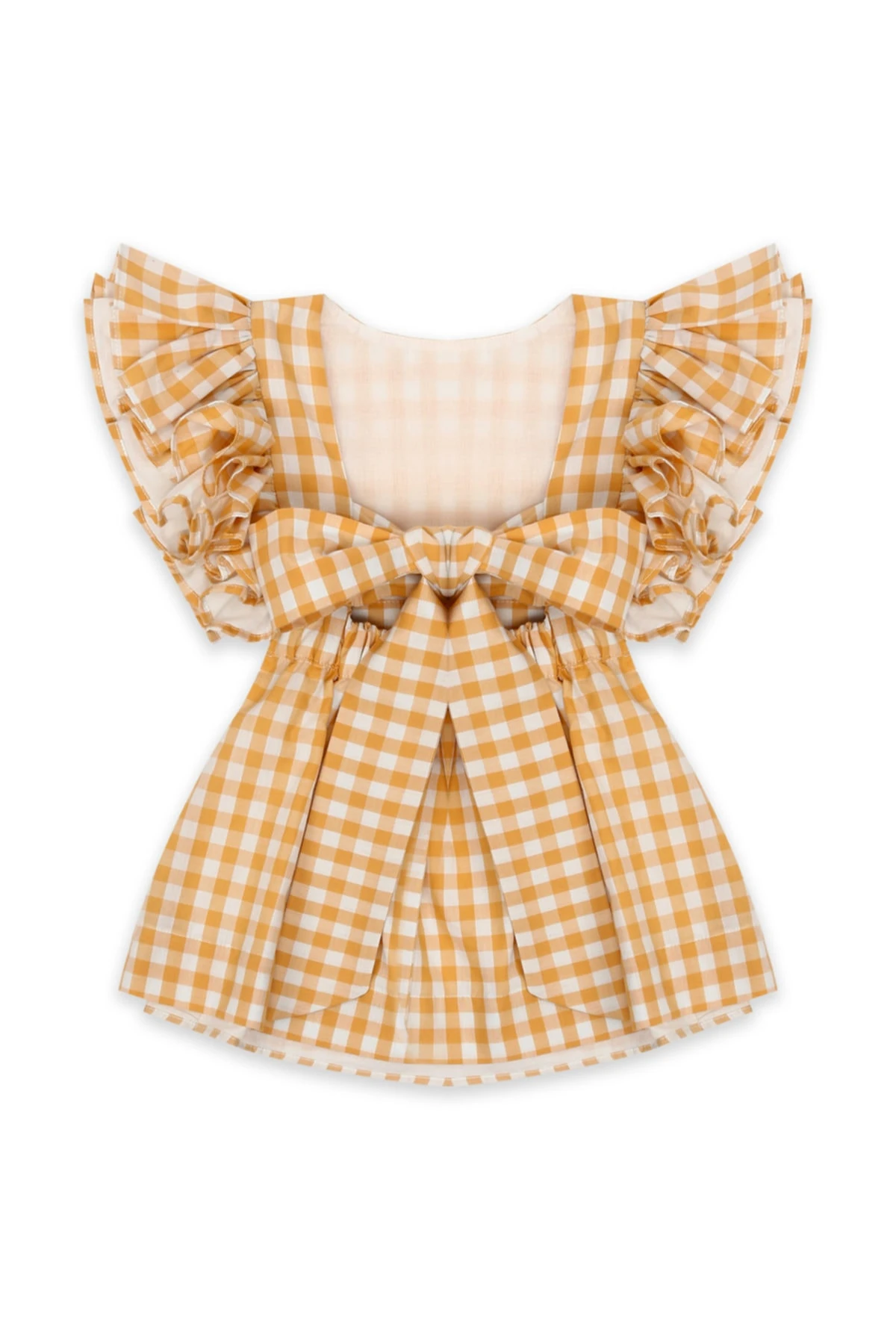 Kız Çocuk Sarı Pitikareli Nostaljik Elbise