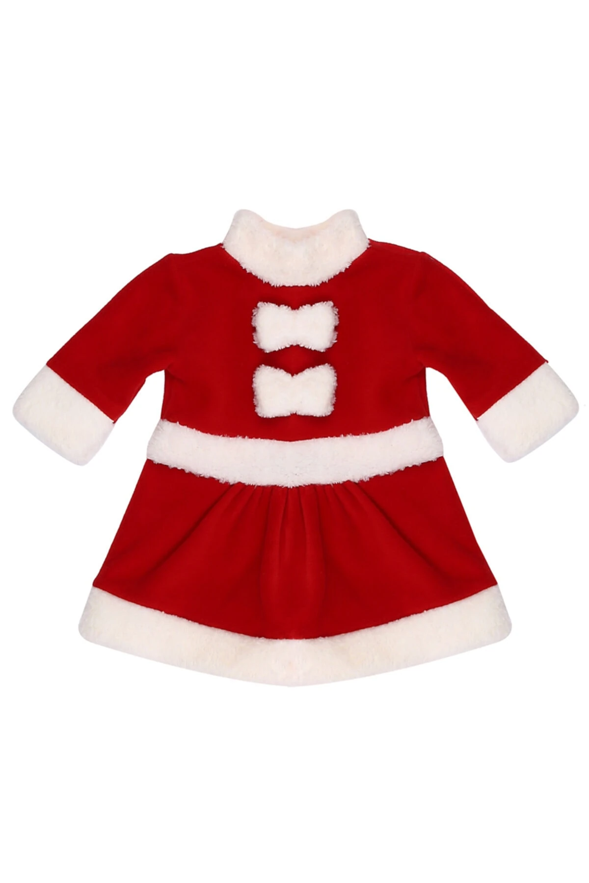 Kız Bebek Noel Elbise Çıtçıtlı Patikli Şapkalı Yılbaşı Kostümü