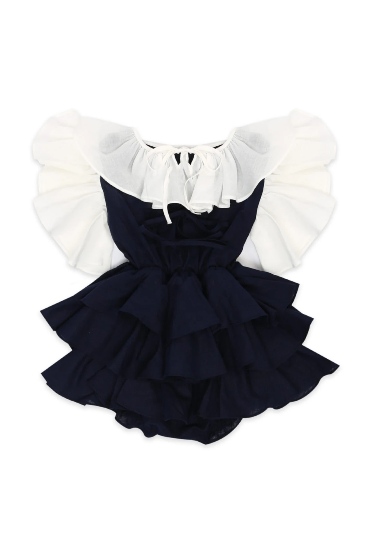 Kız Çocuk Kat Kat Fırfırlı Elbise - Lacivert