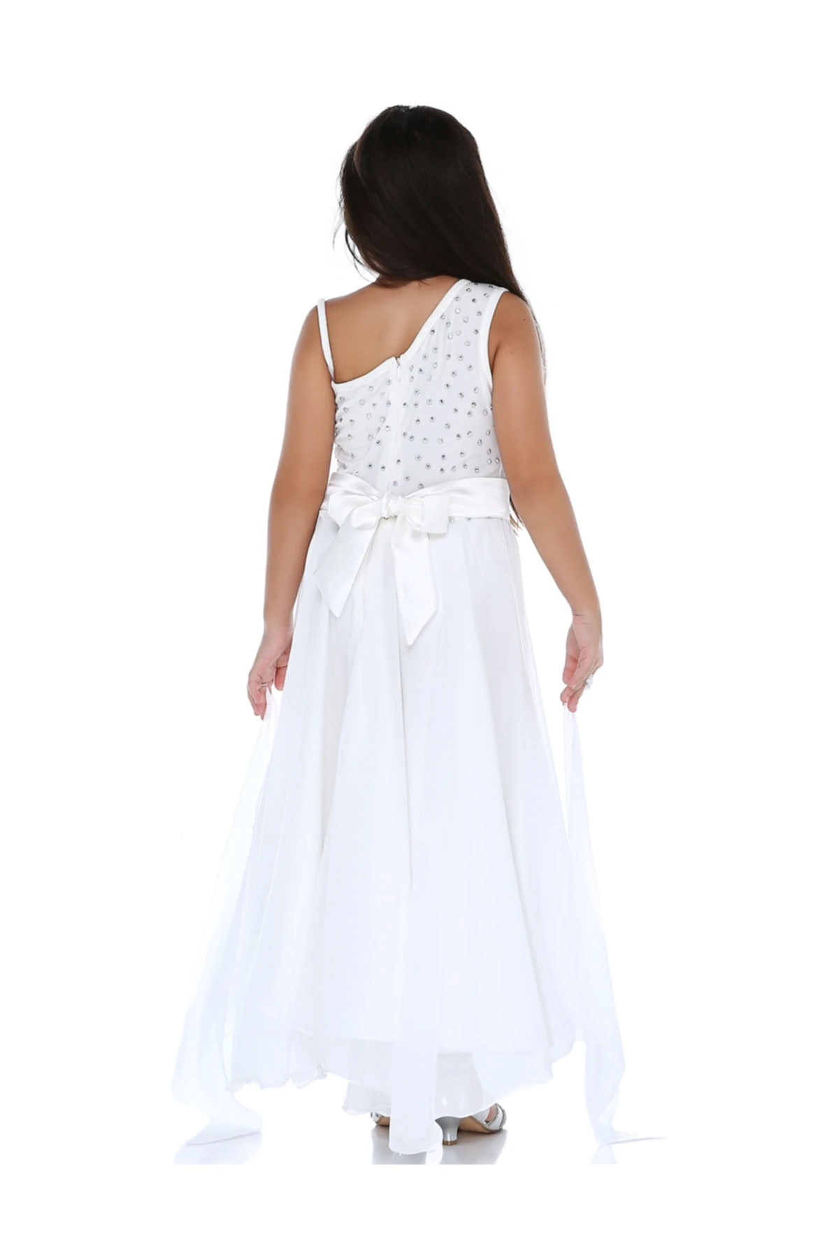 Beyaz Taşlı Elbise