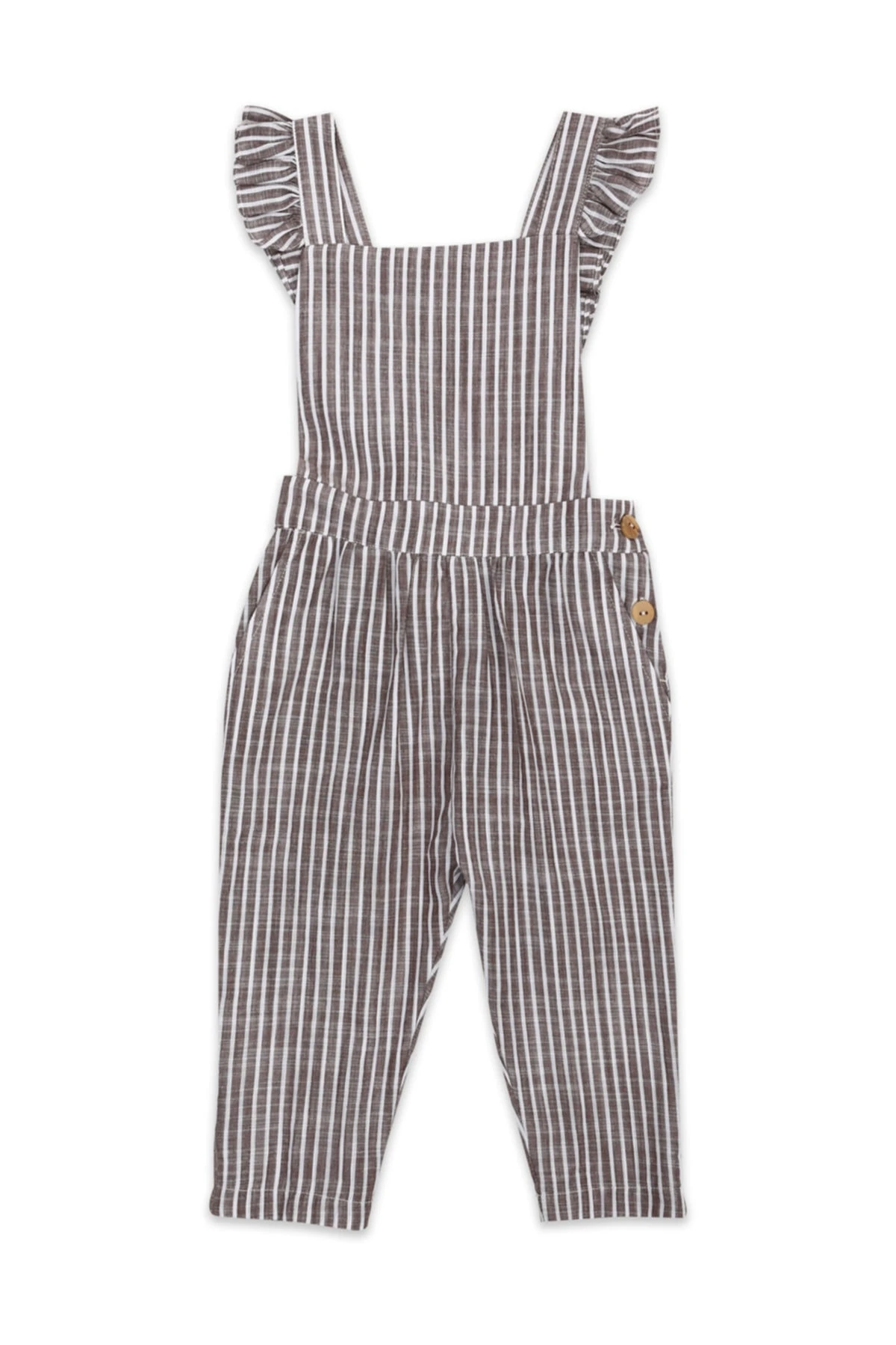 Kız Çocuk Kahverengi Çizgili Tulum