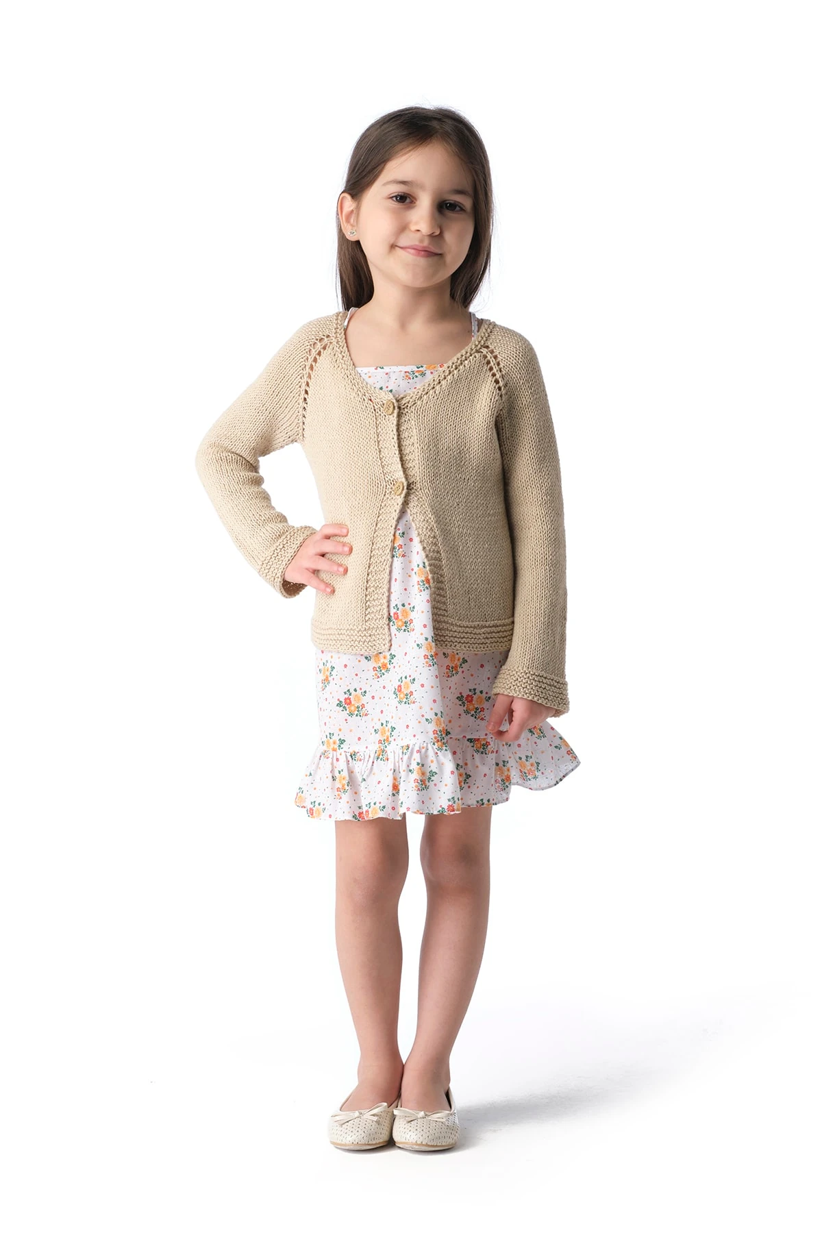 Bej Rengi Merserize El Örgüsü (hand Made) Mevsimlik Hırka Tak21hm500b