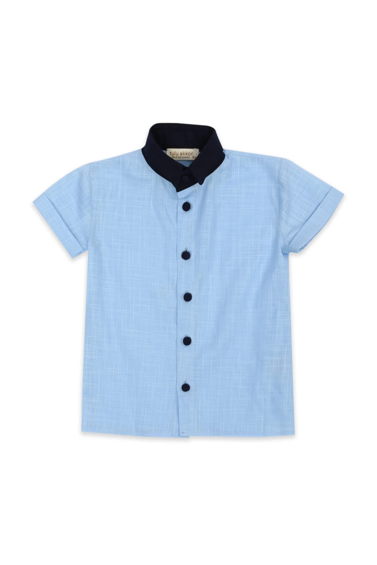 Mini Yakalı Mavi Gömlek