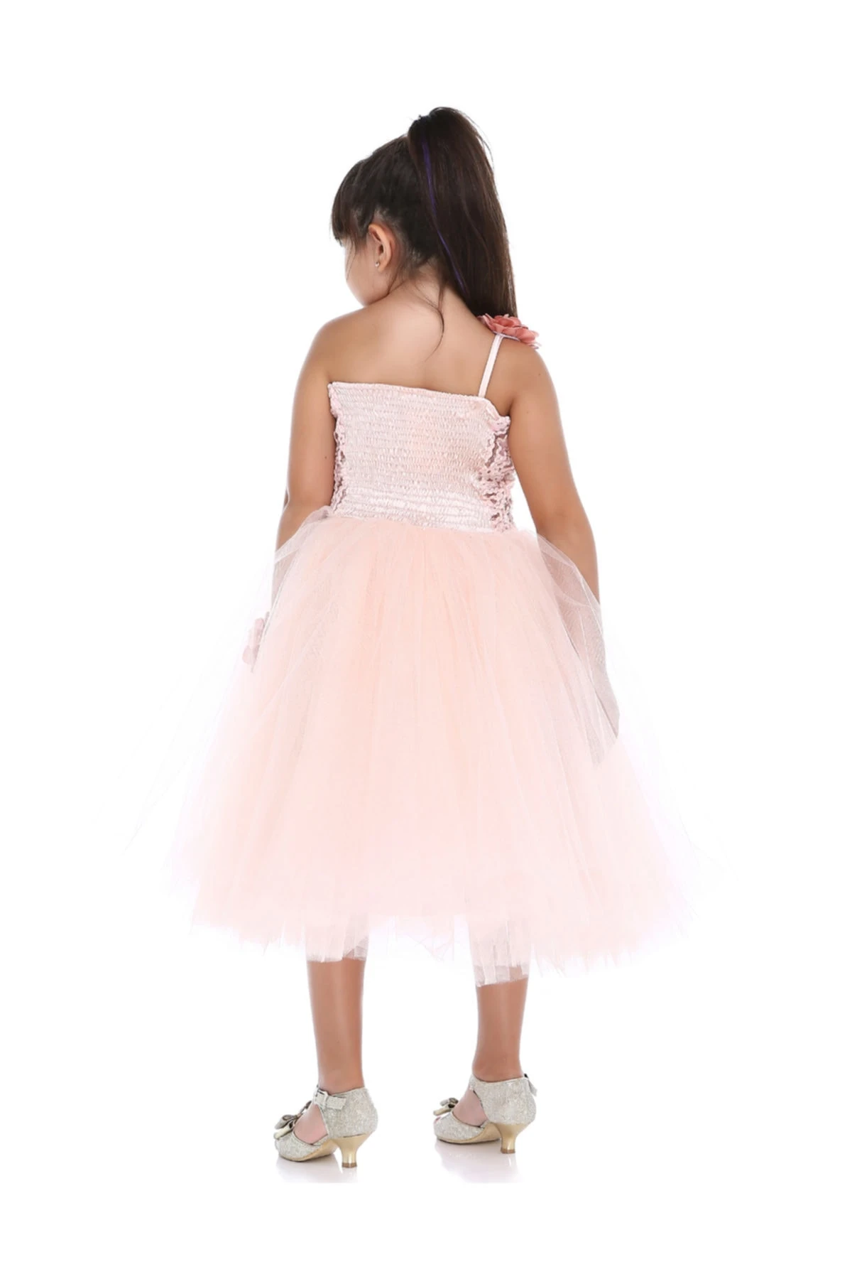 Kız Tütülü Çiçekli Uzun Elbise