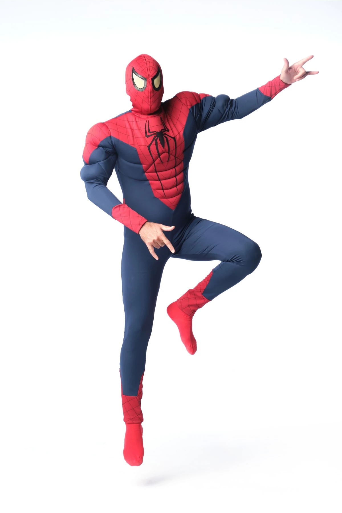 Kaslı Spiderman Örümcek Adam Cosplay Yetişkin Kostümü