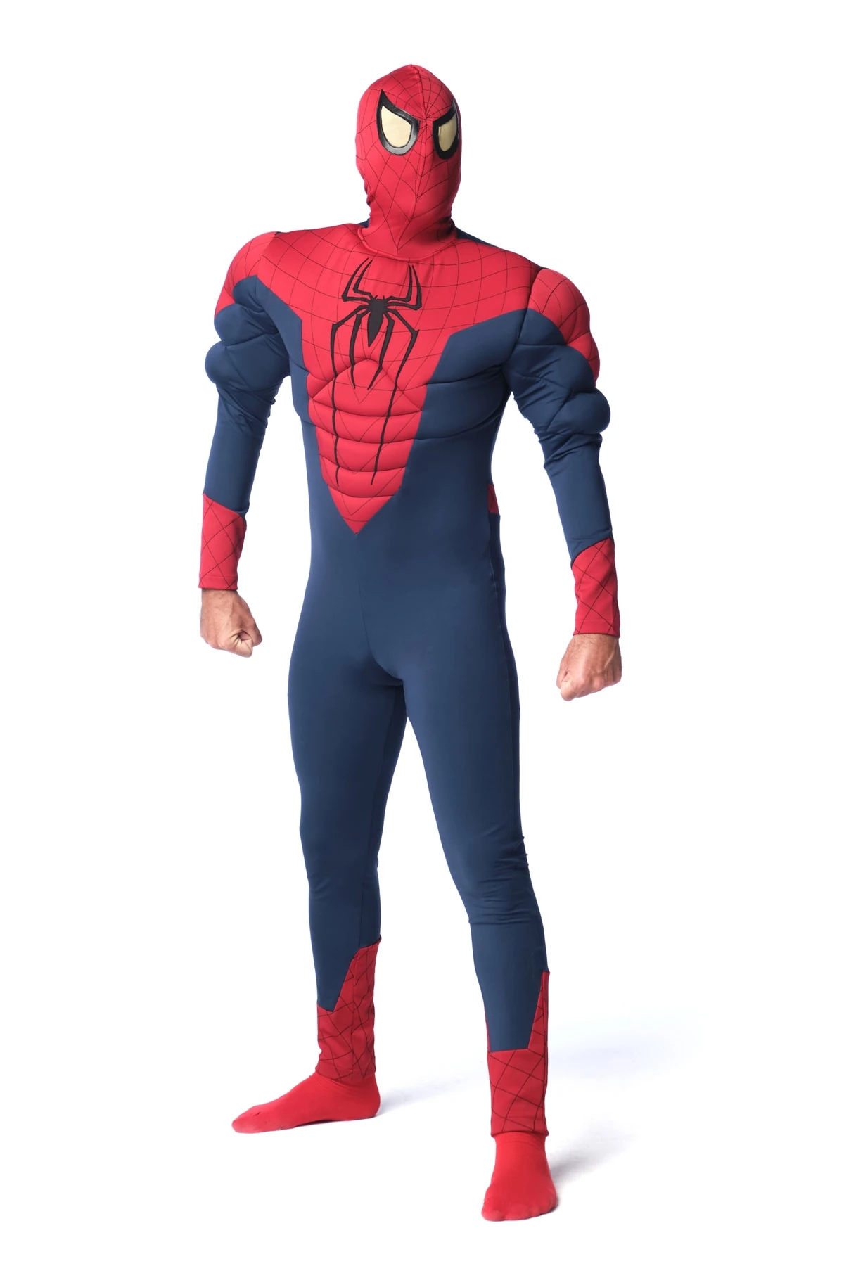 Kaslı Spiderman Örümcek Adam Cosplay Yetişkin Kostümü