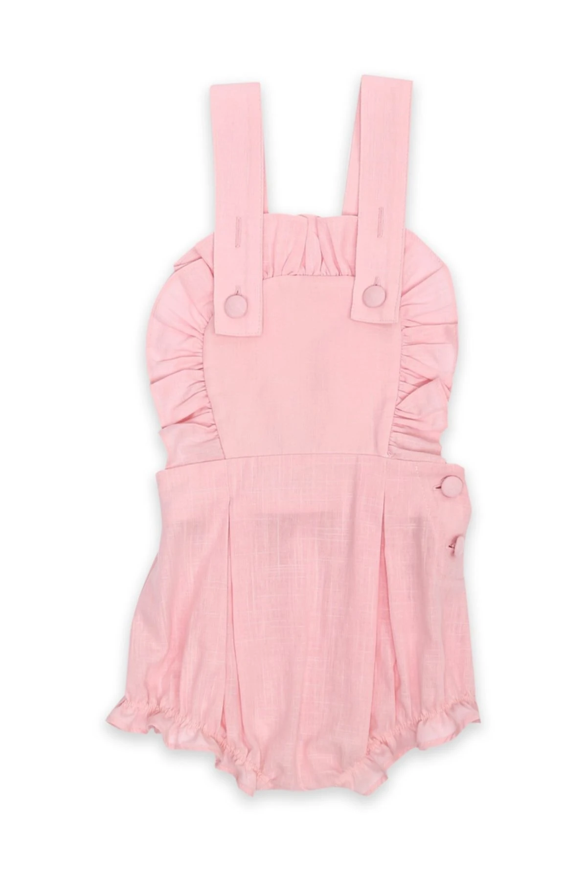 Ön Fırfır Detaylı Kız Çocuk Tulum -pembe