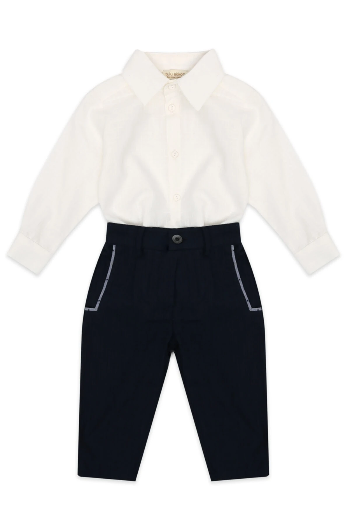 2'li Takım Beyaz Gömlek-lacivert Pantolon