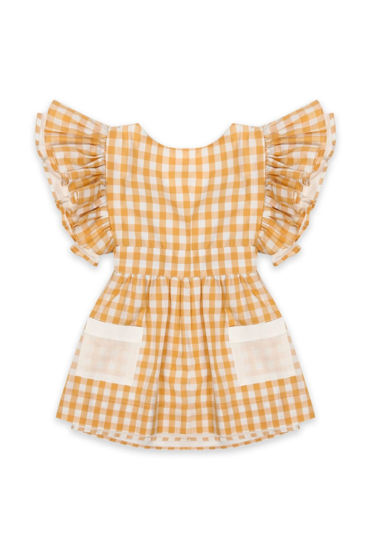 Kız Çocuk Sarı Pitikareli Nostaljik Elbise