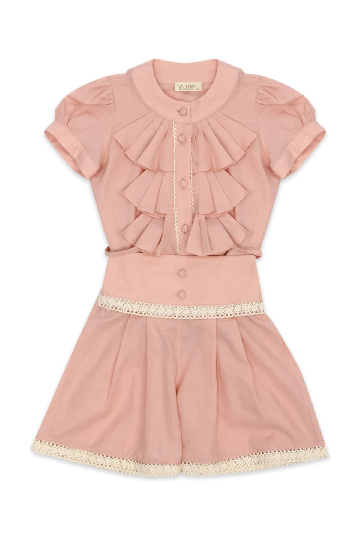 Kız Çocuk Pembe Takım Şort 2 Li