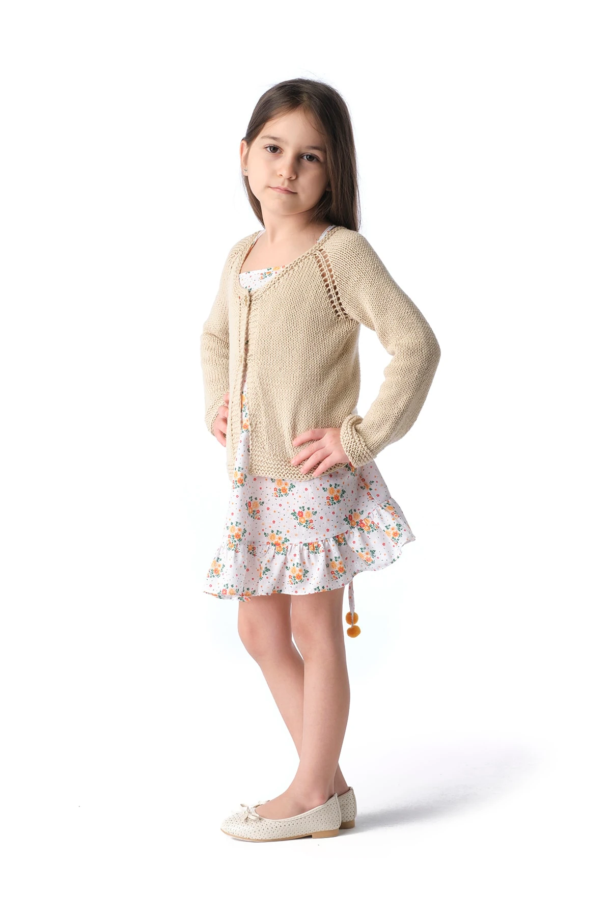 Bej Rengi Merserize El Örgüsü (hand Made) Mevsimlik Hırka Tak21hm500b