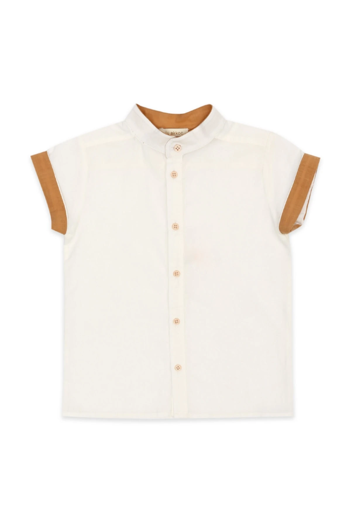 Erkek Çocuk Beyaz Yaka Ve Kol Detaylı Gömlek