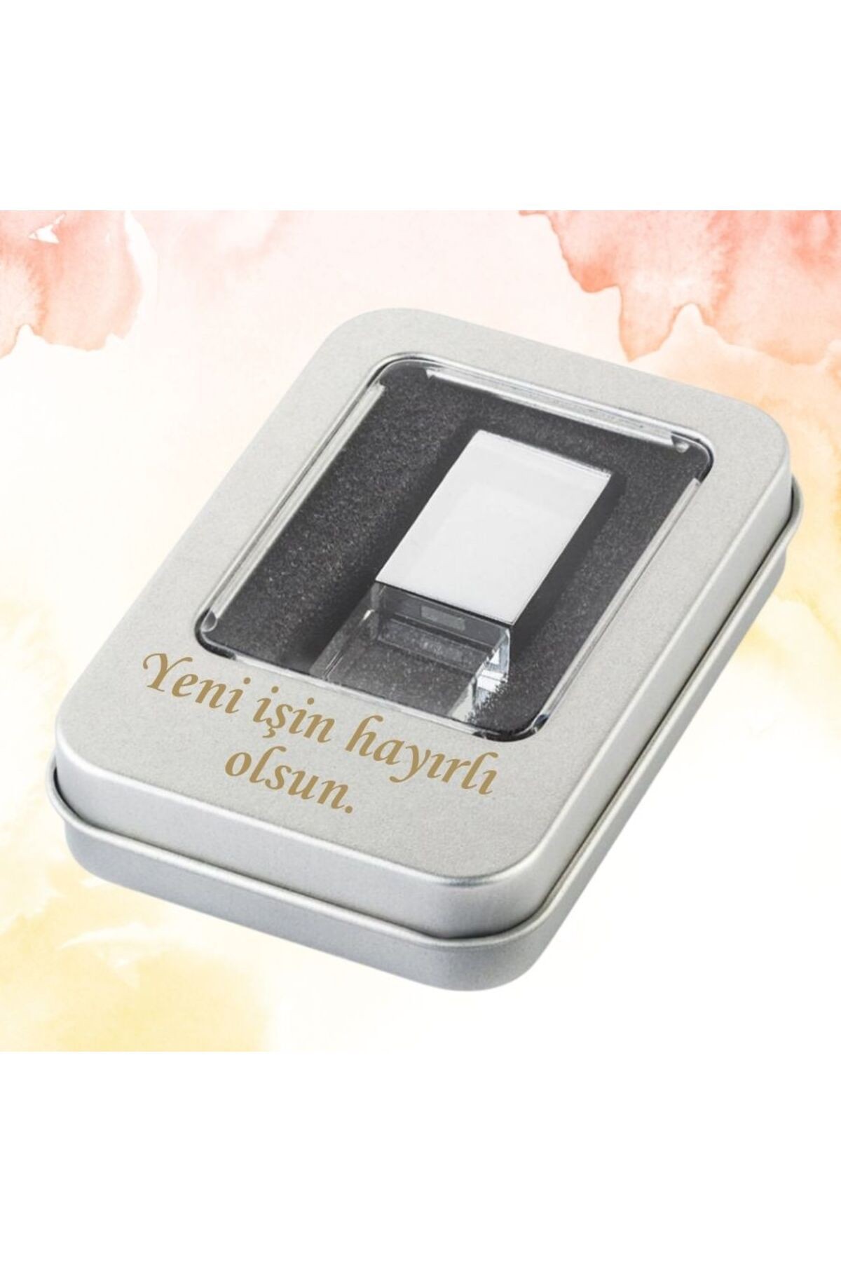 KİŞİYE ÖZEL İSİM BASKILI METAL KUTULU KRİSTAL USB BELLEK 3.0
