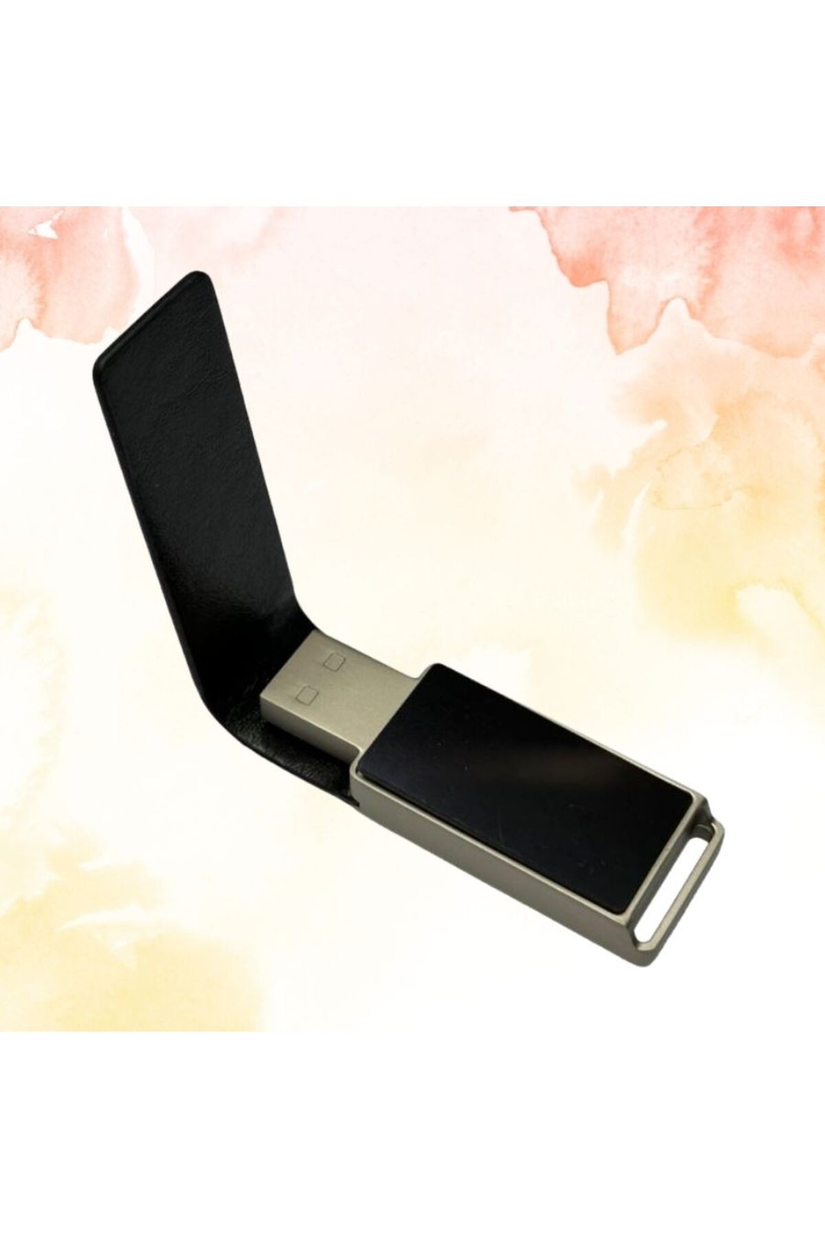 KİŞİYE ÖZEL İSİM BASKILI METAL KUTULU DERİ KAPAKLI BEYAZ IŞIKLI USB BELLEK