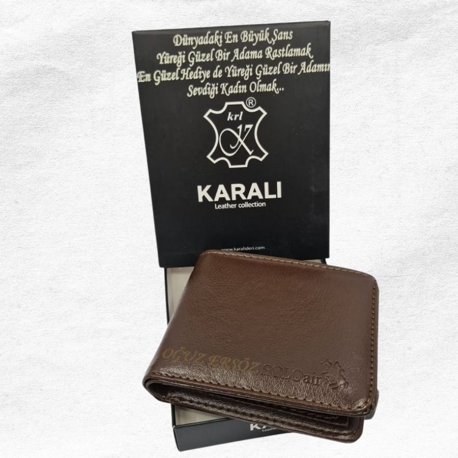 KİŞİYE ÖZEL KUTULU KAHVERENGİ ERKEK CÜZDAN