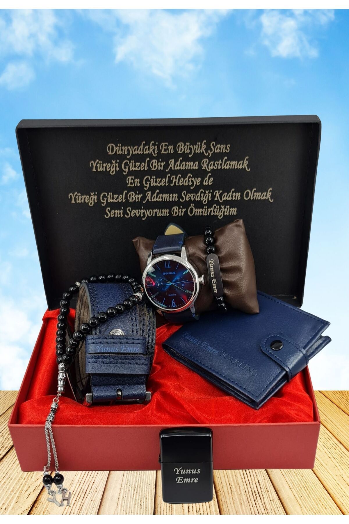 KİŞİYE ÖZEL HEDİYE SETİ ( SAAT-KEMER-CÜZDAN -TESBİH- ÇAKMAK-BİLEKLİK)