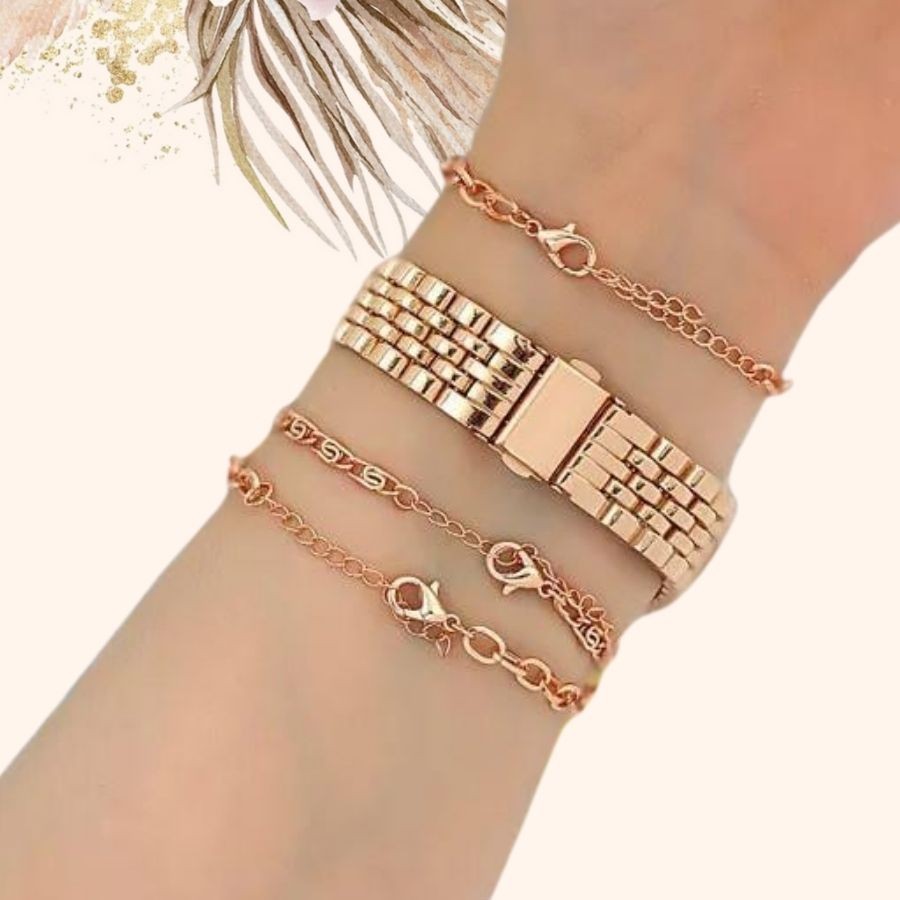  KİŞİYE ÖZEL KUTULU METAL KORDON METAL KASA ROSE GOLD KADIN KOL SAATİ