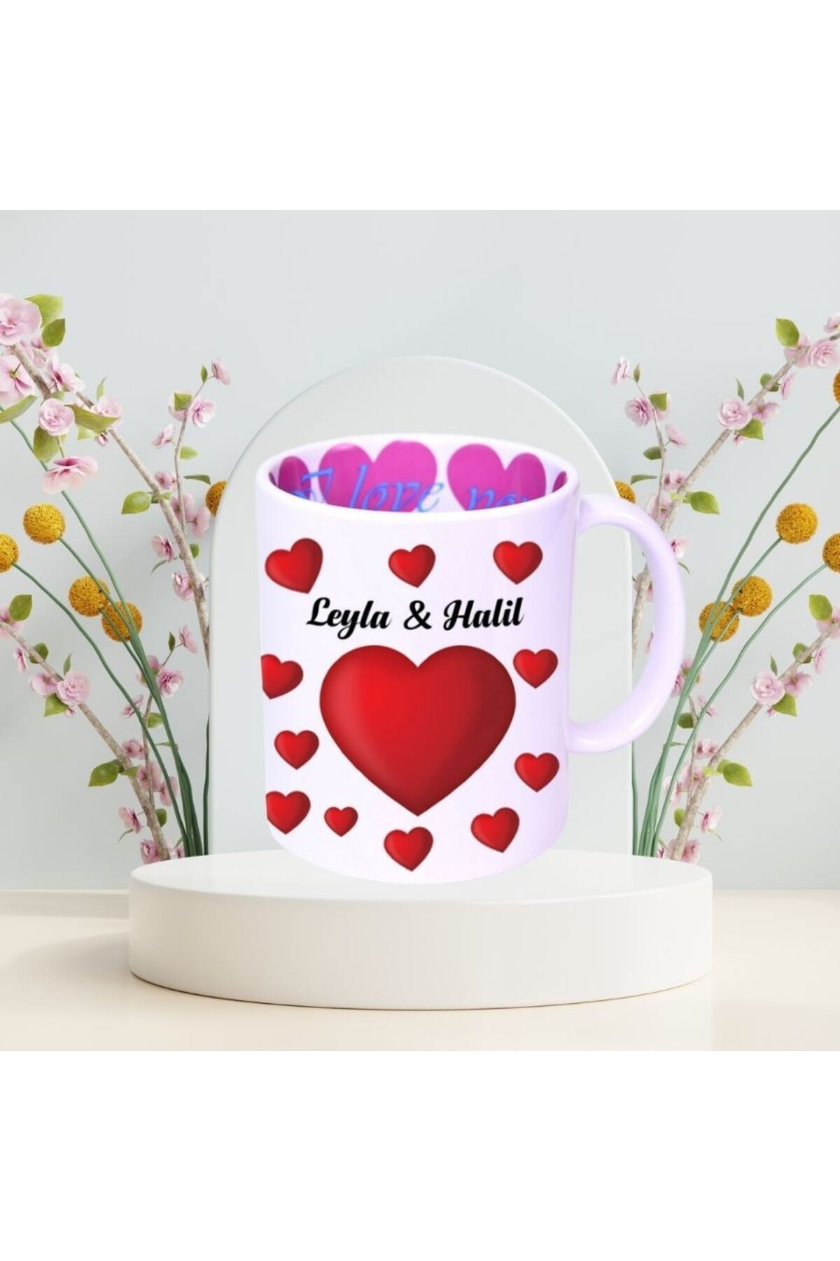 KİŞİYE ÖZEL İSİM RESİM BASKILI I LOVE YOU KUPA