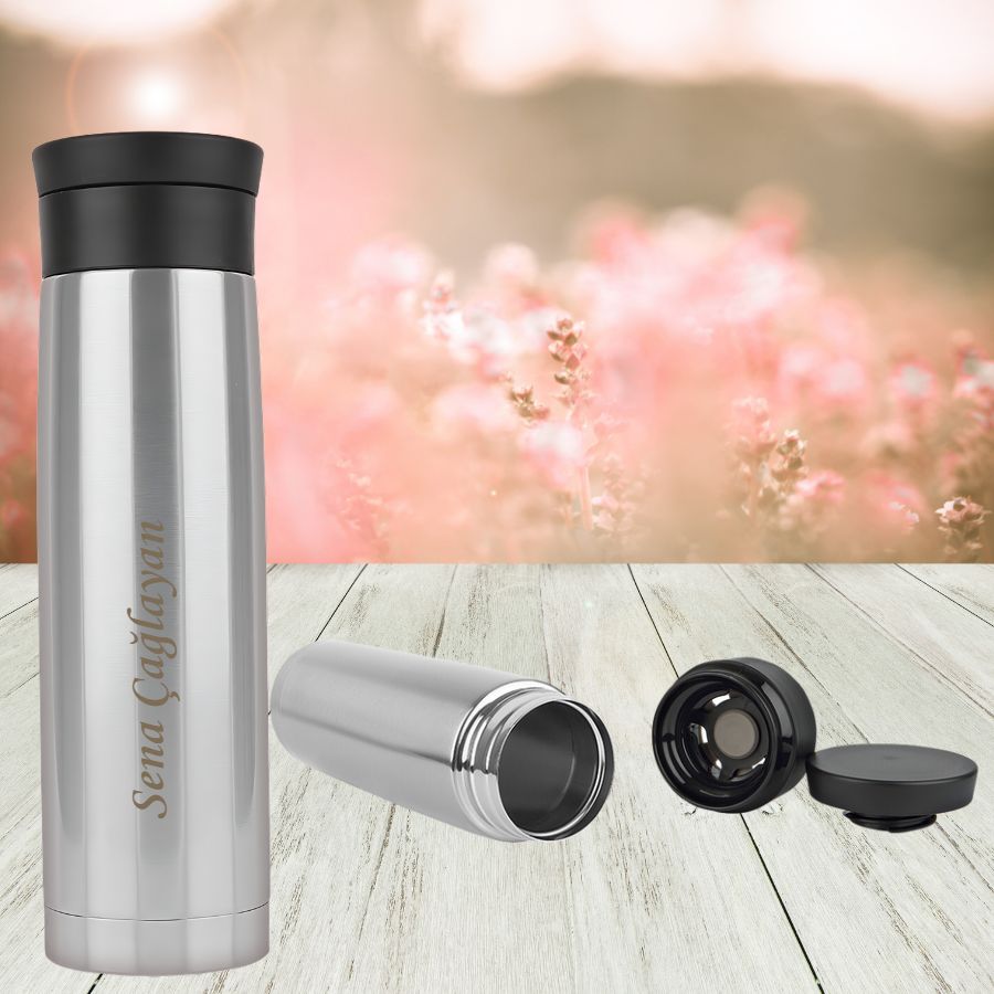 Kişiye Özel Isim Baskılı Filtreli Paslanmaz Çelik Termos 500 ml