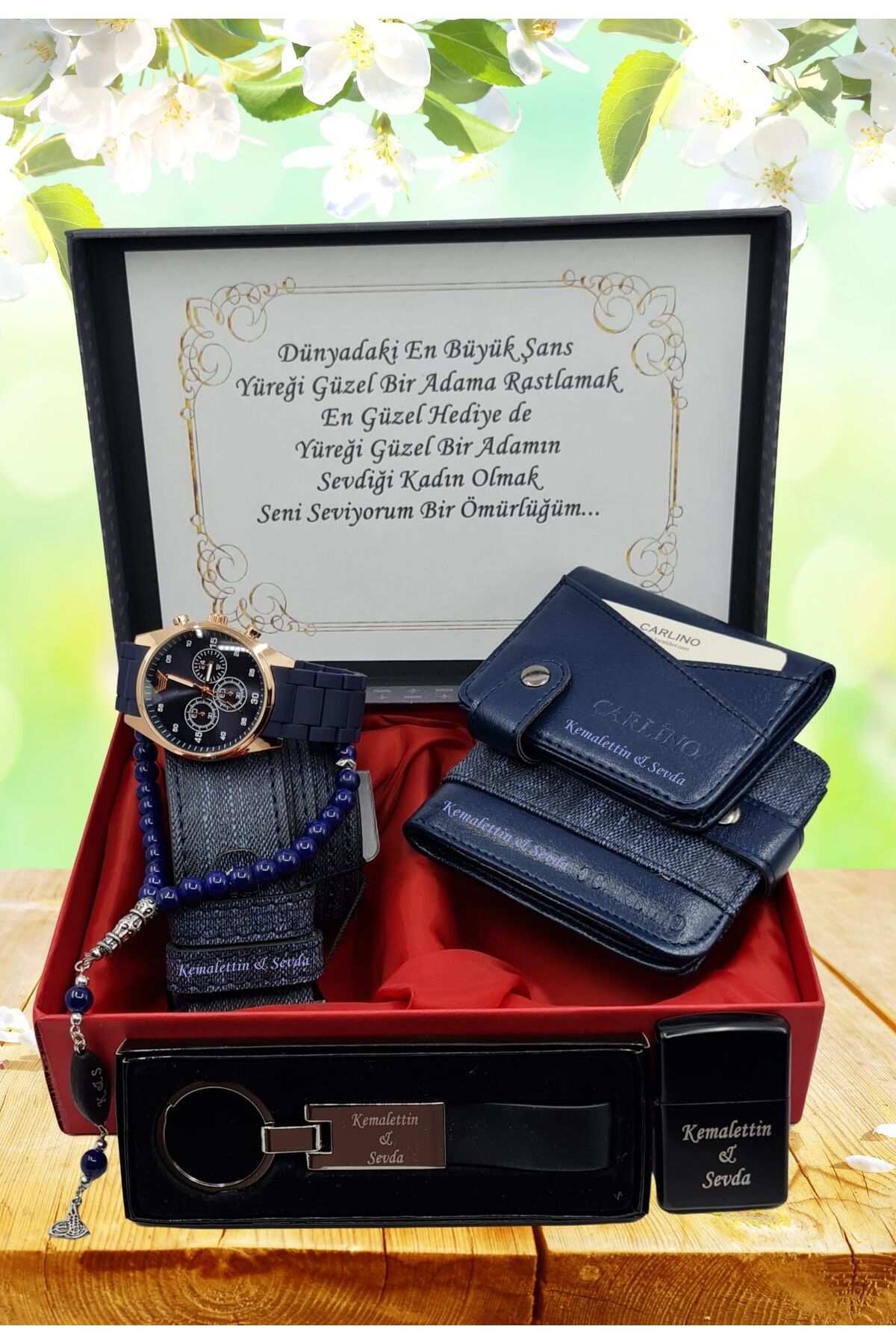 KİŞİYE ÖZEL HEDİYE SETİ ( SAAT-KEMER-CÜZDAN -KARTLIK-TESBİH- ÇAKMAK-ANAHTARLIK)