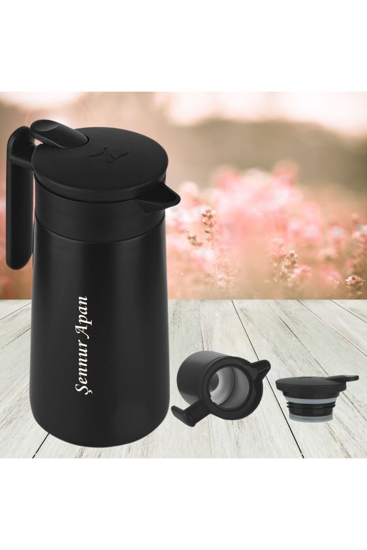 Kişiye Özel Isim Baskılı Bas Çek Mekanizmalı Çelik Termos 850 ml
