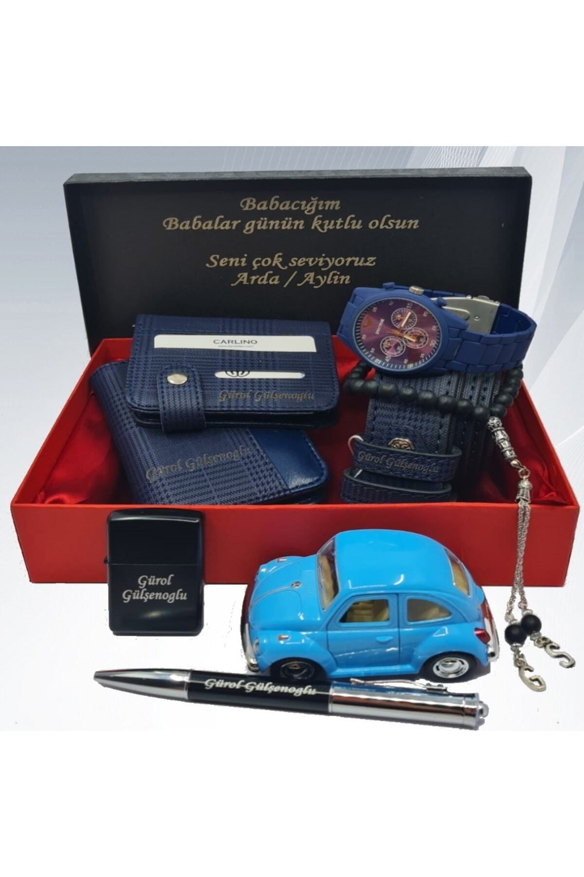 Kişiye Özel Erkek Aksesuar Hediye Seti (kemer-saat-cüzdan-kartlık-tesbih-çakmak-model Araba-kalem)