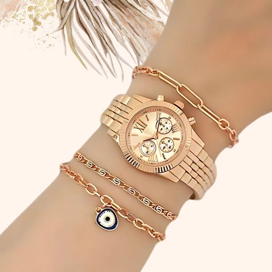  KİŞİYE ÖZEL KUTULU METAL KORDON METAL KASA ROSE GOLD KADIN KOL SAATİ