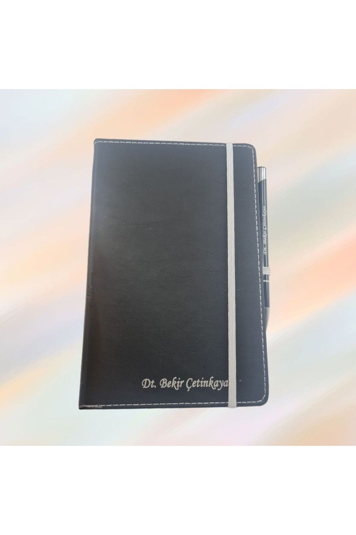 Kişiye Özel Isim Baskılı Deri Kapaklı Çizgili Sihirli Defter Ve Kalem Seti