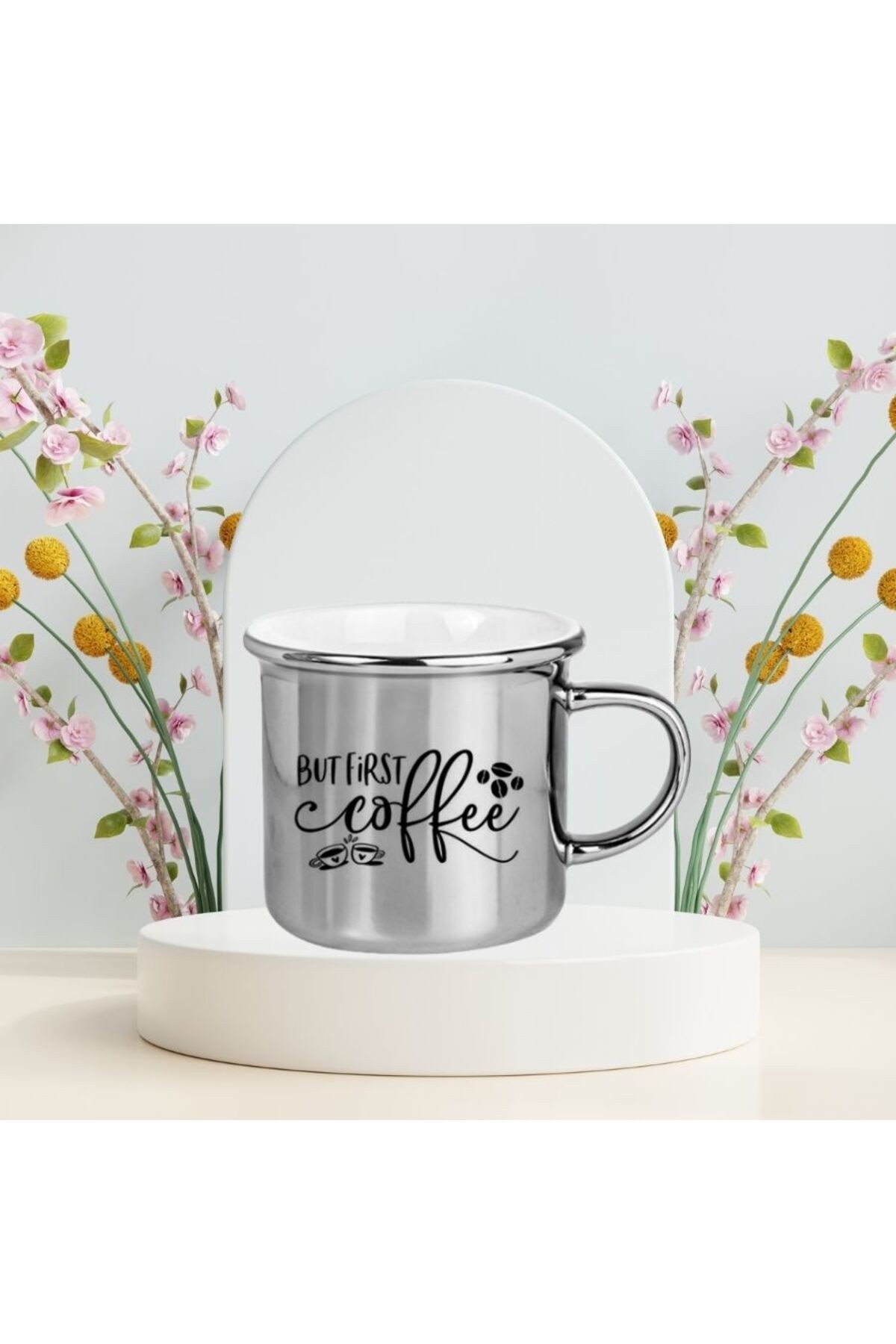 KİŞİYE ÖZEL İSİM RESİM BASKILI GÜMÜŞ- ALTIN ENAMEL KUPA