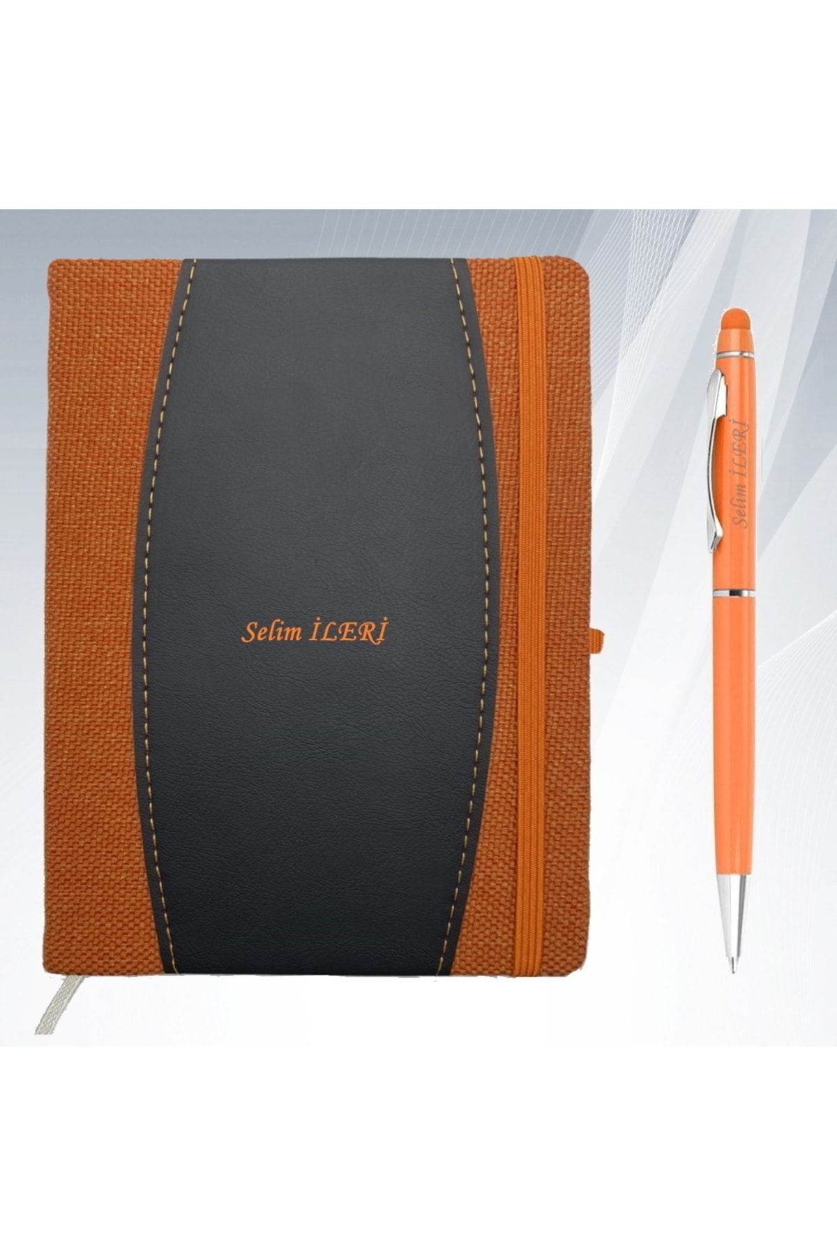 Kişiye Özel Isim Baskılı Çizgili Defter Ve Metal Tükenmez Kalem