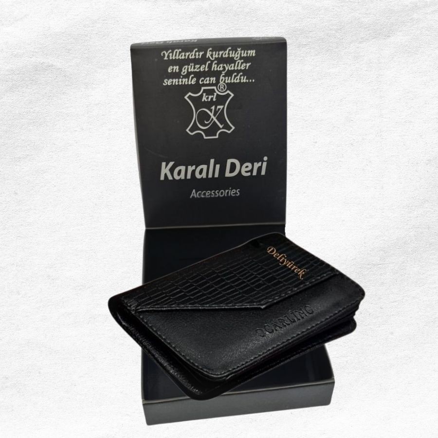 KİŞİYE ÖZEL KUTULU SİYAH ERKEK CÜZDAN