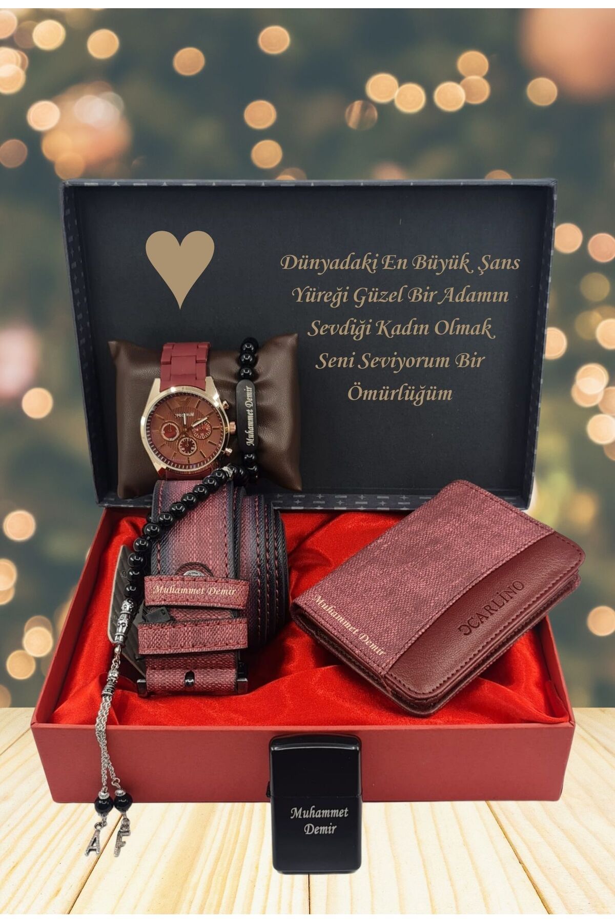 KİŞİYE ÖZEL HEDİYE SETİ ( SAAT-KEMER-CÜZDAN -TESBİH- ÇAKMAK-BİLEKLİK)