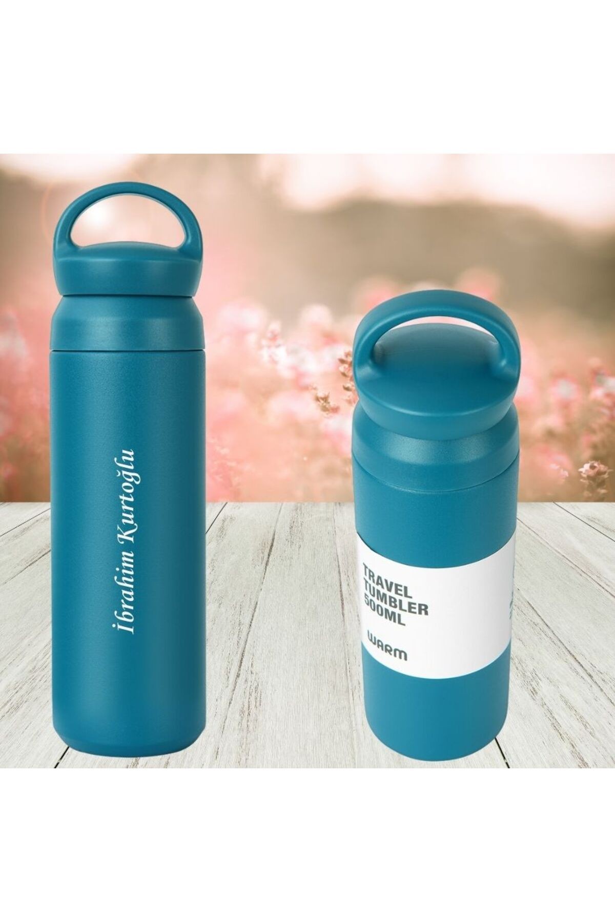 Hediyesi Bizden Kişiye Özel Isim Baskılı Siyah Çelik Termos 500 Ml