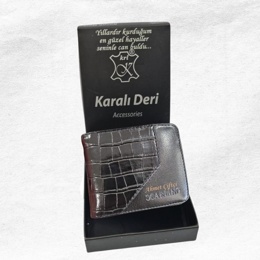 KİŞİYE ÖZEL KUTULU SİYAH ERKEK CÜZDAN