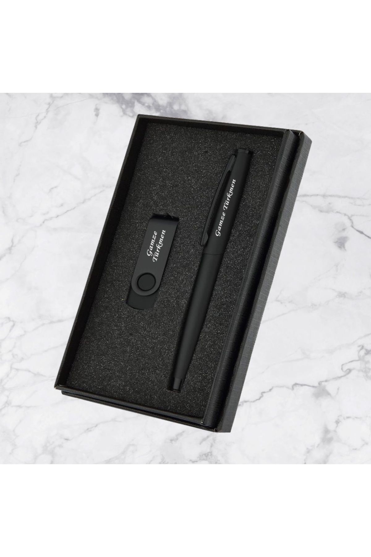 Kişiye Özel Kutulu Set USB ve Roller Kalem
