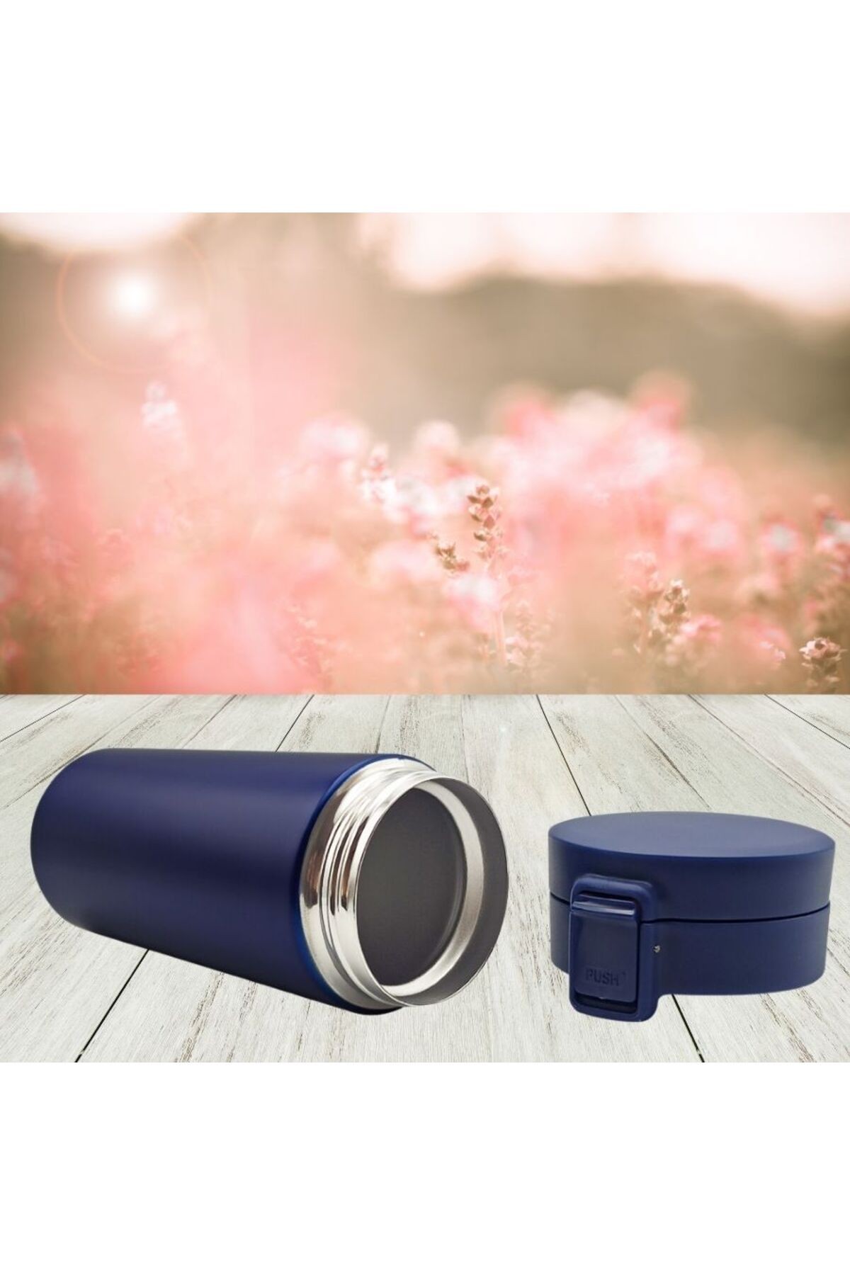 Hediyesi Bizden Kişiye Özel Isim Baskılı Kapak Kilidli Ve Tuş Mekanizmalı Çelik Termos Mug 350 ml